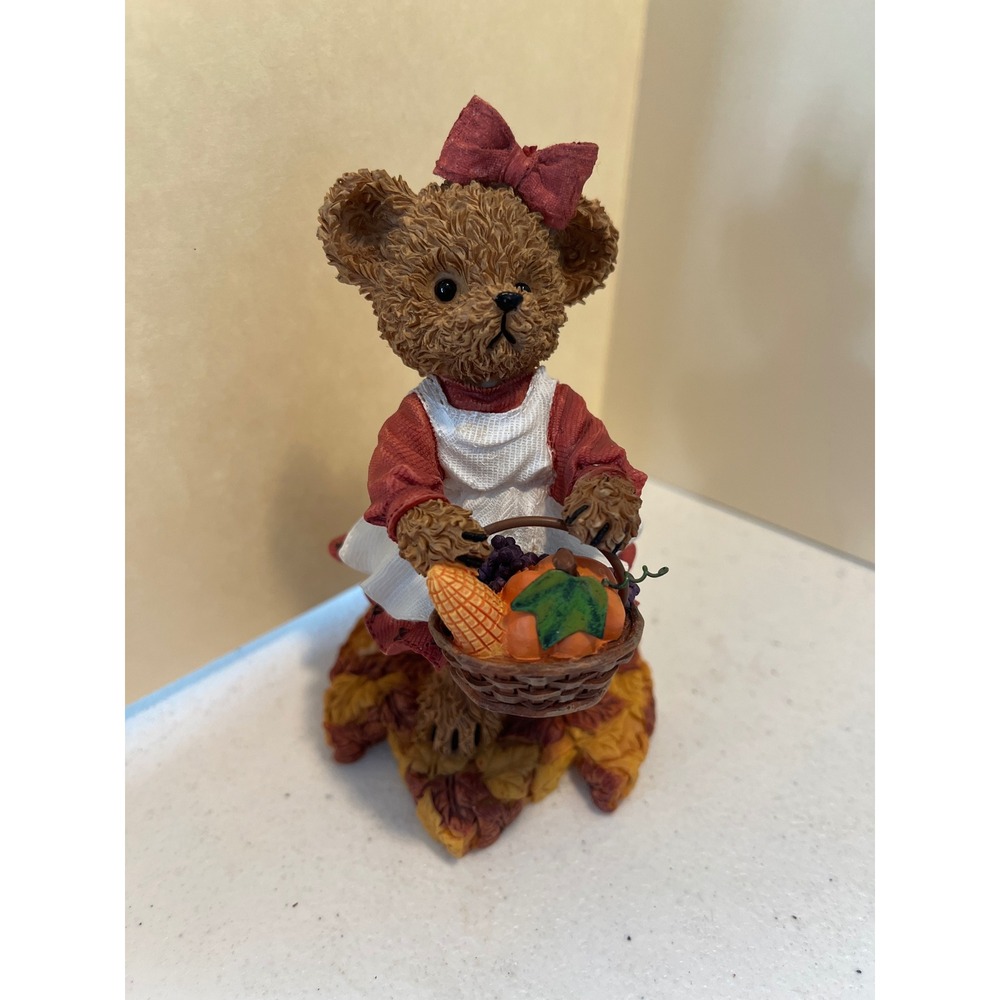 Home Interiors Kuddles Korner November Bear Figurine 11939 Autumn Harvest 2002